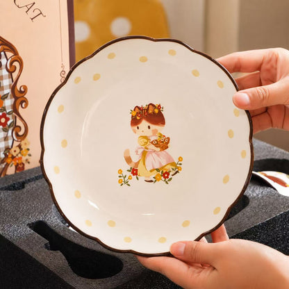 Retro Modern Cat Ceramic Dinnerware Gift Set - Set of 9