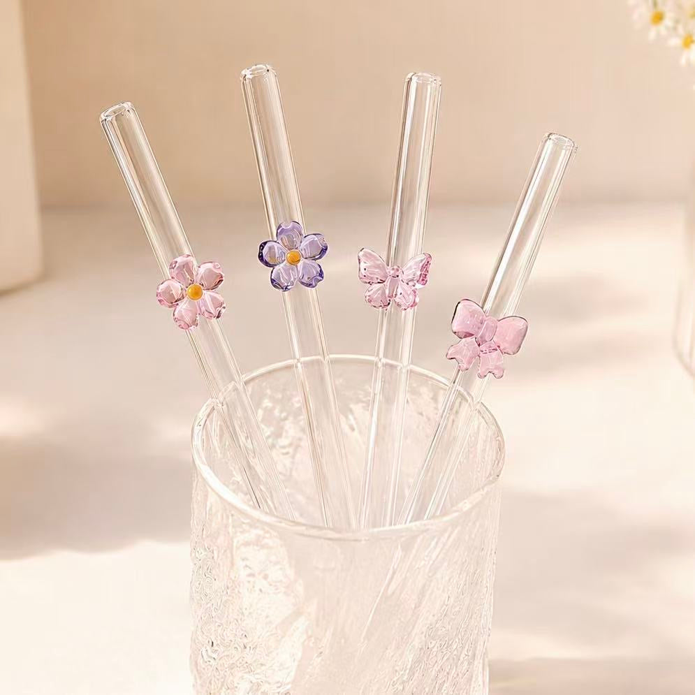Reusable Decorative Glass Straw - 4 Styles