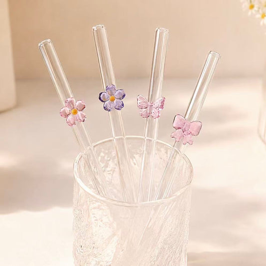 Reusable Decorative Glass Straw - 4 Styles