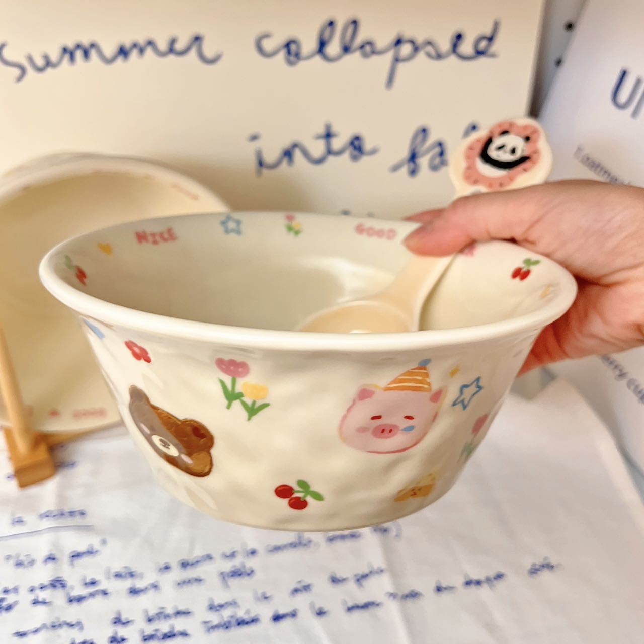 Lucky Piggy Ceramic Yogurt Bowl – 900ML Capacity