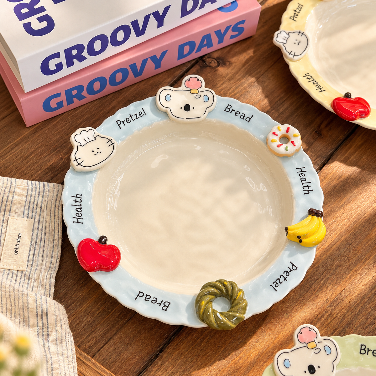 Hand-Painted Koala Ceramic Round Plate – 8.3-Inch