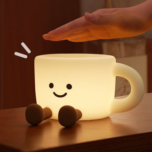 Coffee Cup Tap Night Light | Adjustable Brightness, USB Charging
