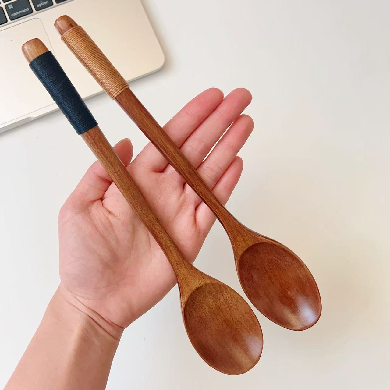 Japanese Style Wooden Spoon with Wrapped Handle