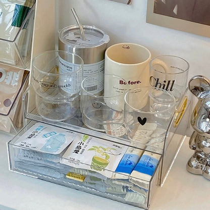 Acrylic Cup Storage Drawer Organizer | Practical Shelf and Drawer