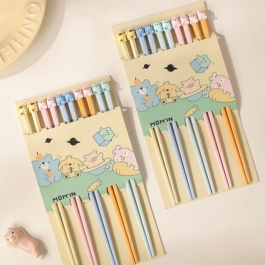 Animal Planet Macaron-Colored Alloy Chopsticks - Set of 5