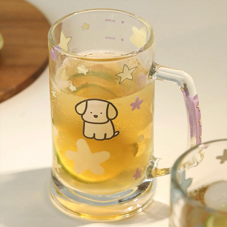 Starry Puppy Glass Beer Mug - 400ML Capacity