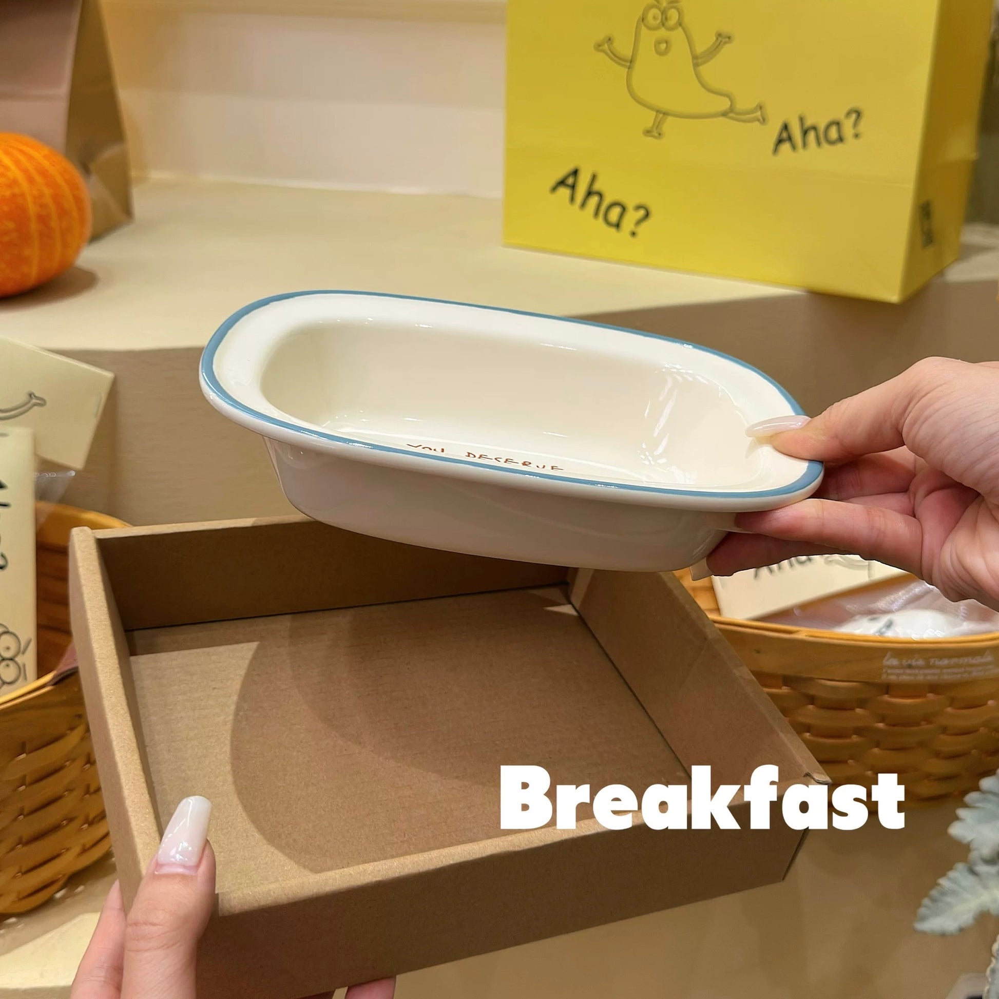 Pastel Colors Ceramic Breakfast Plate, 8-Inch