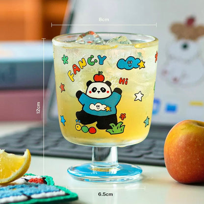 Fancy Dog & Panda Footed Glass Cup - 300ML