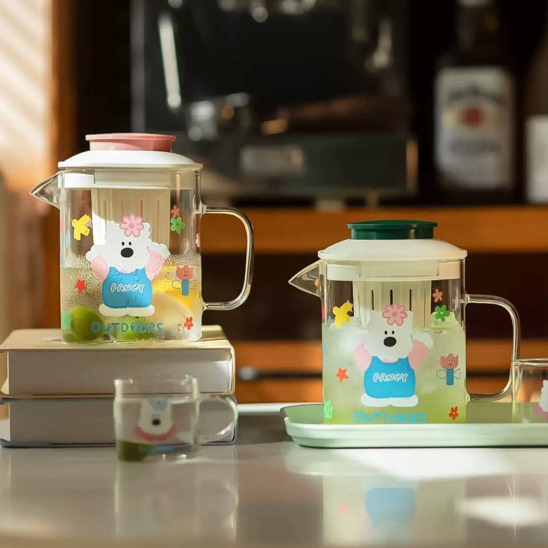Cute Westie Glass Water Pitcher with Tea Infuser - 800ML