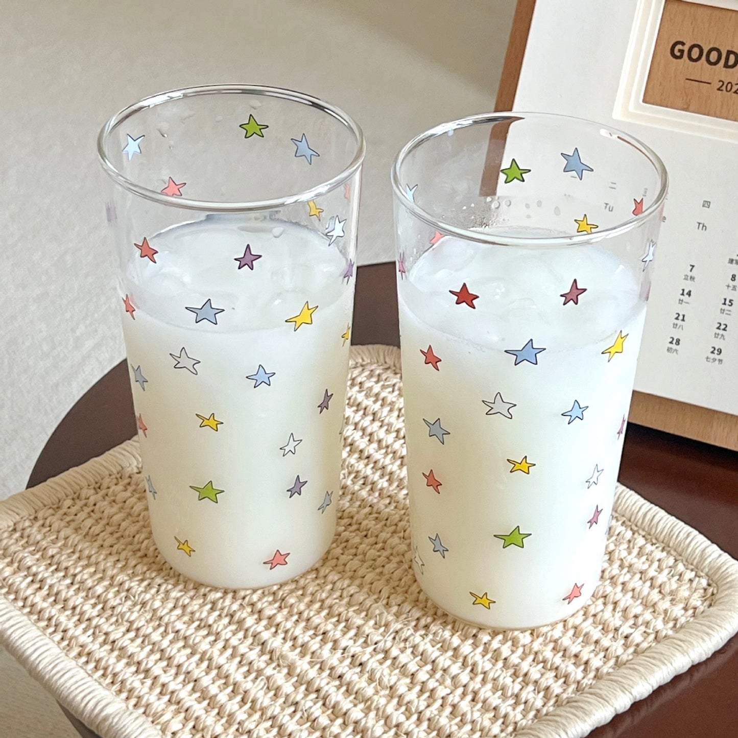 Colourful Star Kawaii Glass Cup – 360ML