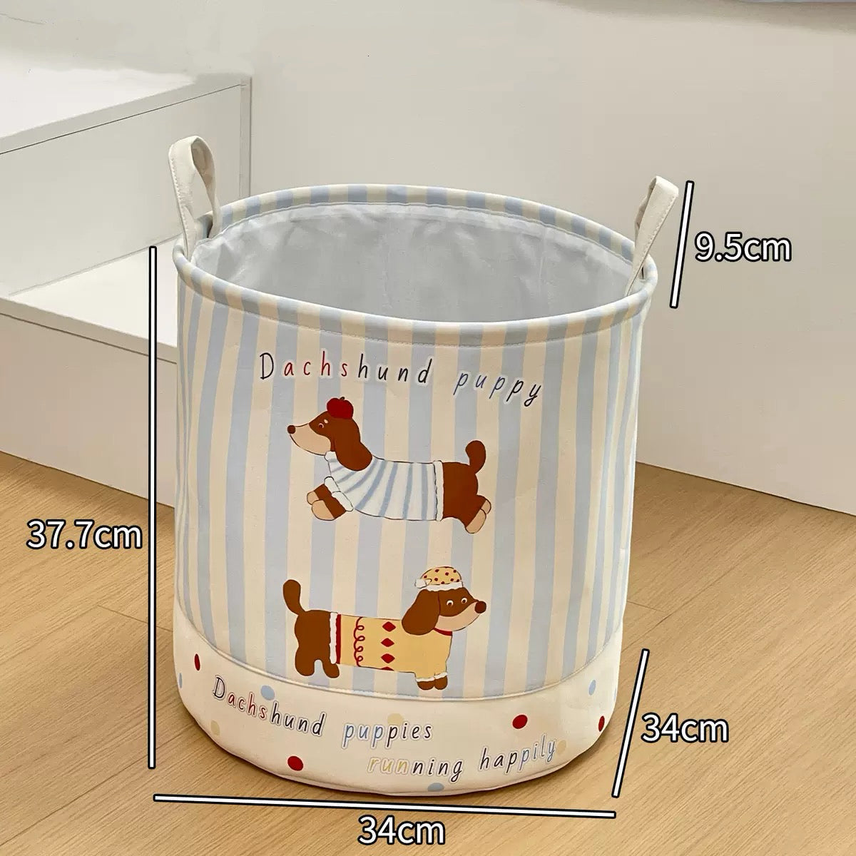 Dachshund Puppy Linen Storage Basket - Water-Resistant, 2 Designs