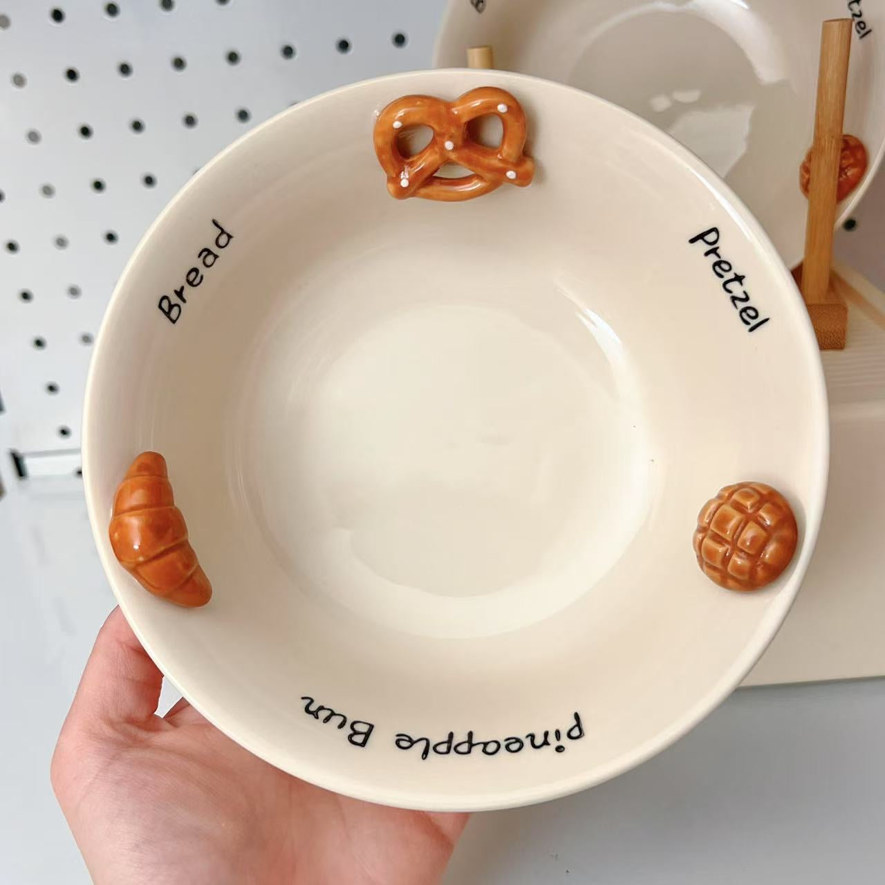 Hand-Painted 3D Bread Ceramic Yogurt Bowl