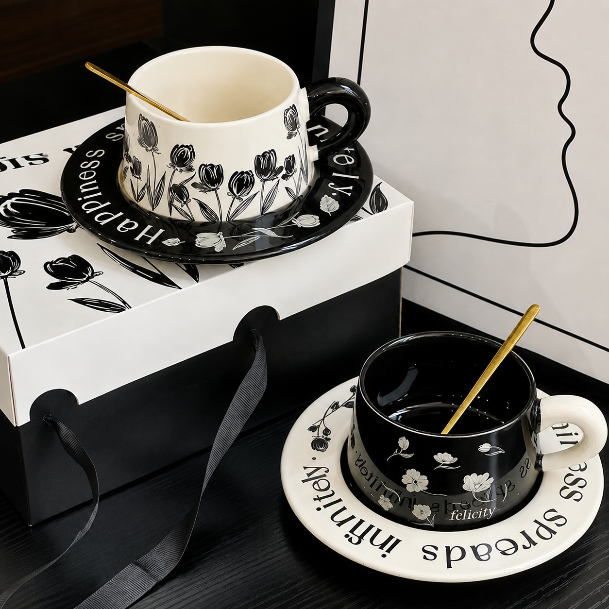 Felicity Floral Ceramic Cup & Saucer Gift Set - 260ML