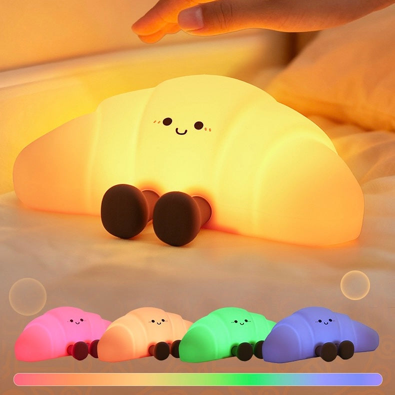 Cute Croissant Tap Night Light | Adjustable Brightness, USB Charging