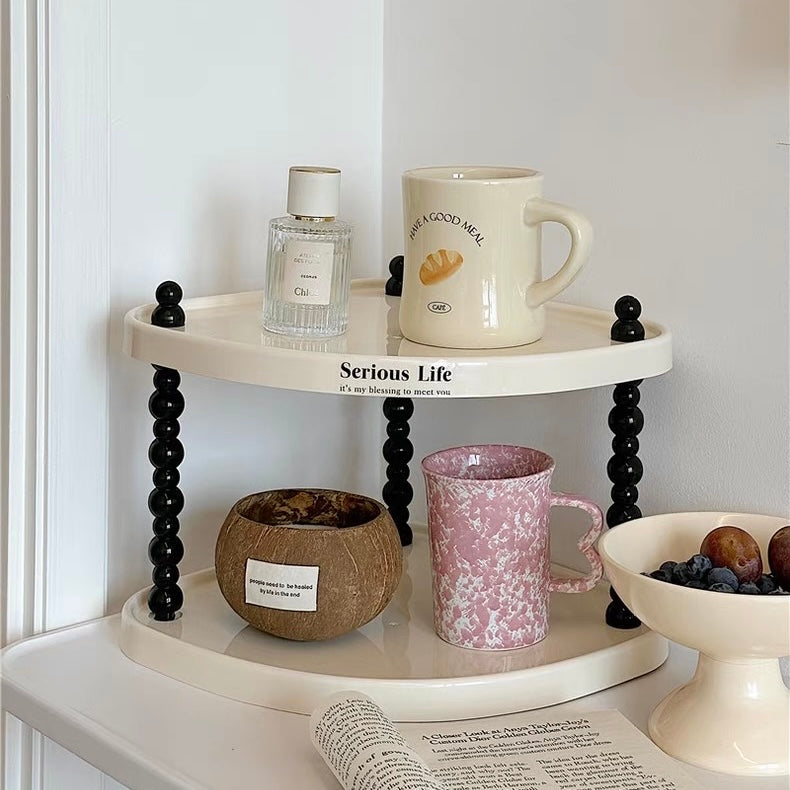 Creamy Corner Shelf Rack | Desktop & Bathroom Storage