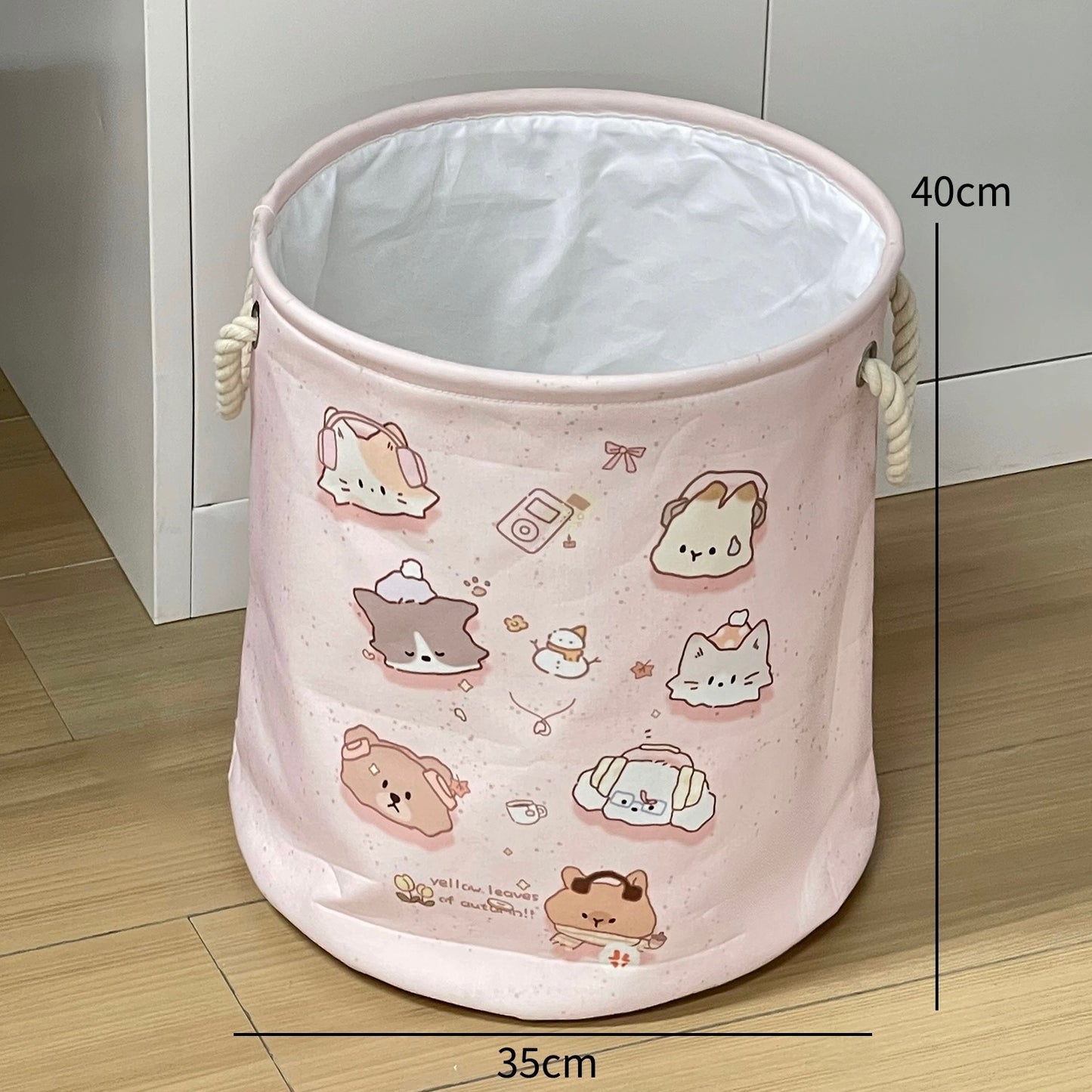 Adorable Cat Linen Storage Bag/Laundry Basket - Foldable, Water-Resistant, Durable for Clothes and Toys