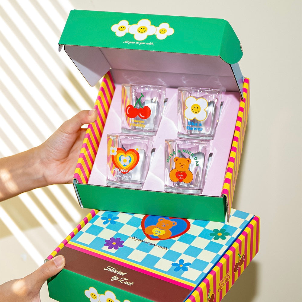 Rainbow Flower Shot Glass Gift Set, 70ML - Set of 4