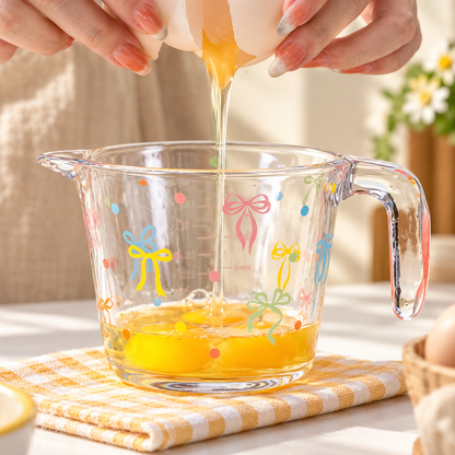 Colourful Bow Borosilicate Glass Measuring Cup – 650ML
