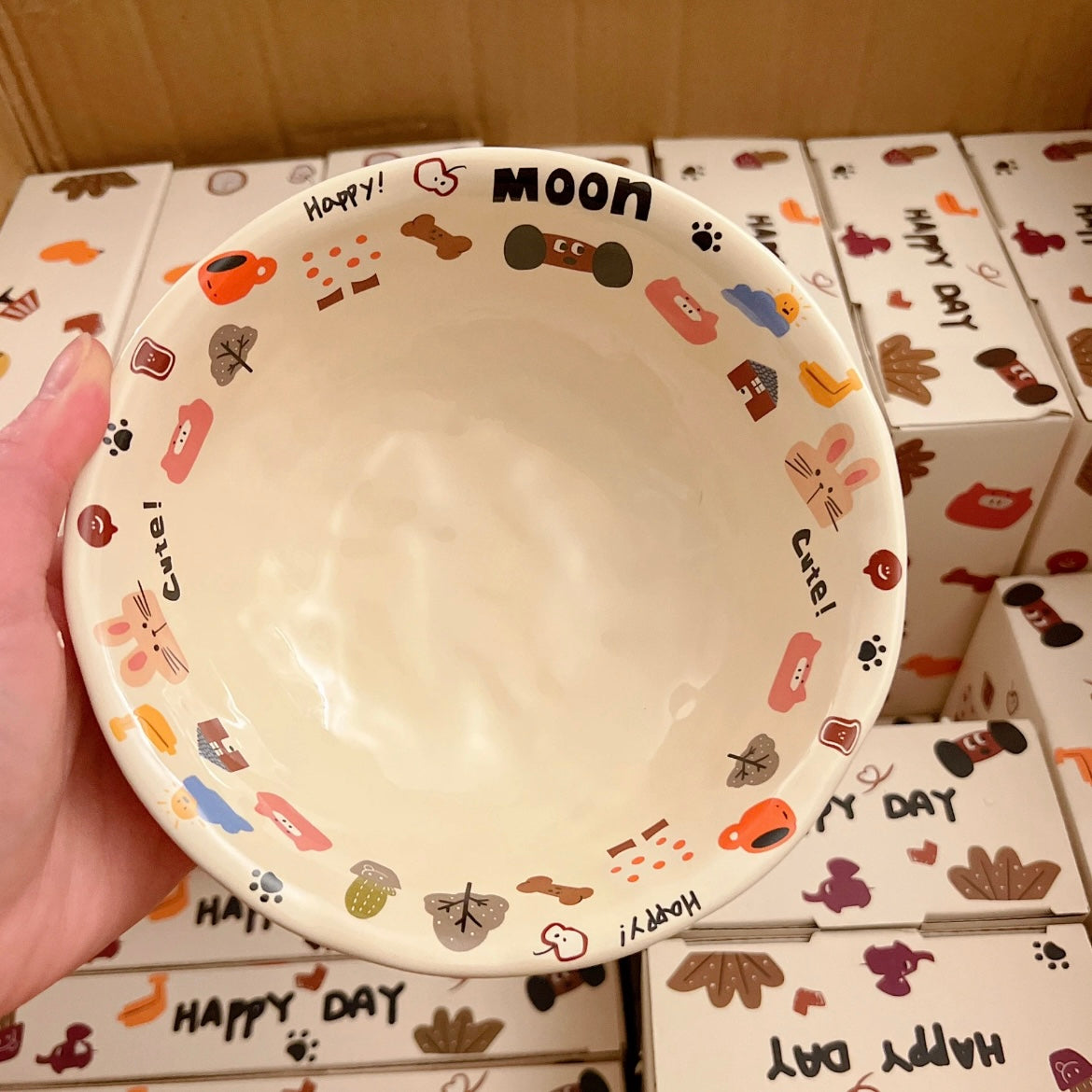 Moon Dog Series Ceramic Yogurt Bowl - 500ML