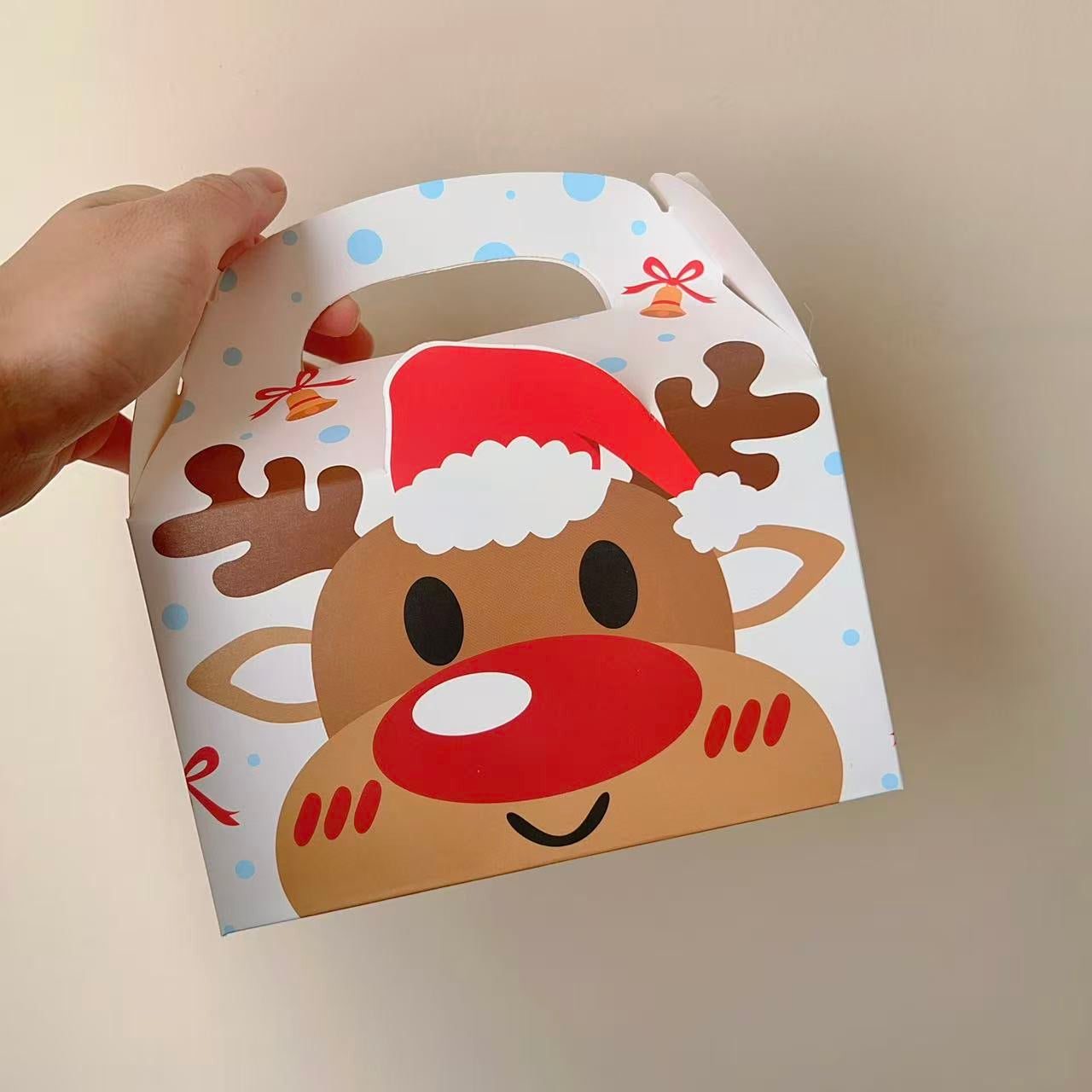 Large Santa Christmas gift box with red hat and white beard, set of 10