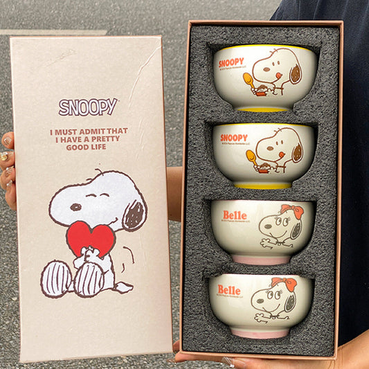 Snoopy Ceramic Bowl Gift Set – Set of 4, 350ML