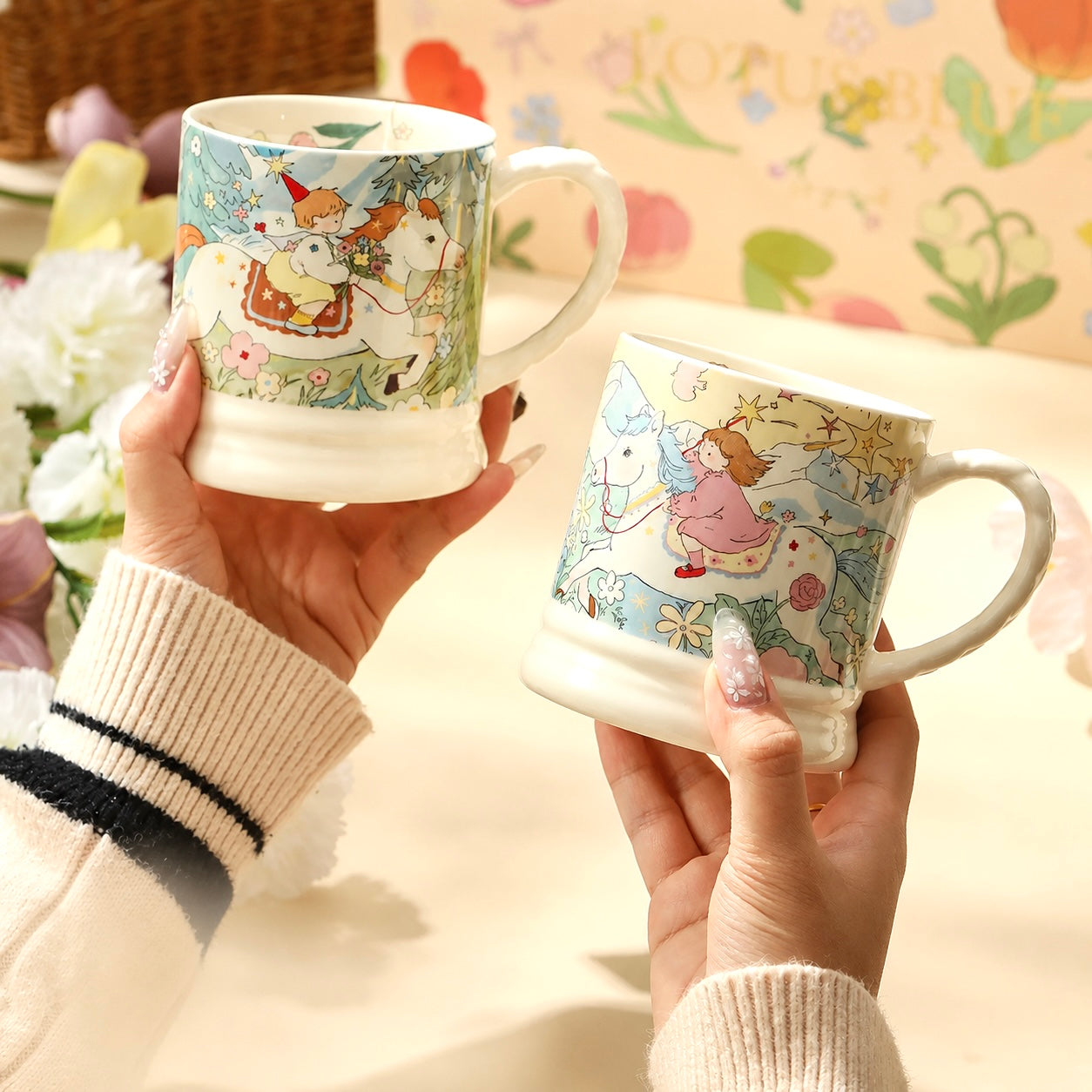 Vintage Fairy Tale Rider Ceramic Mug Gift Set – Set of 2 | 340ML