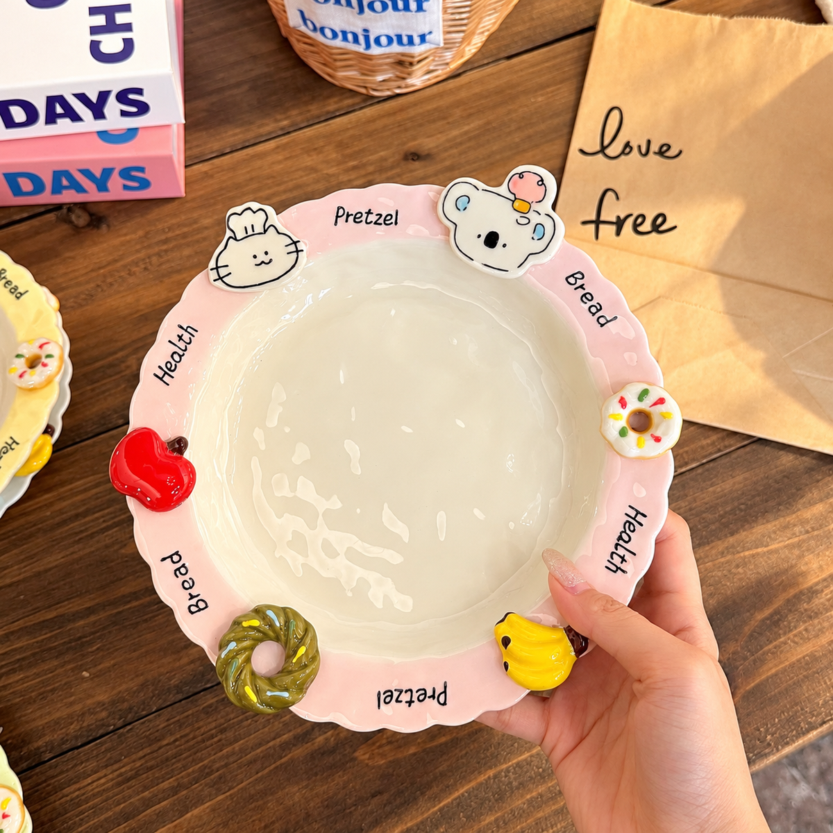 Hand-Painted Koala Ceramic Round Plate – 8.3-Inch