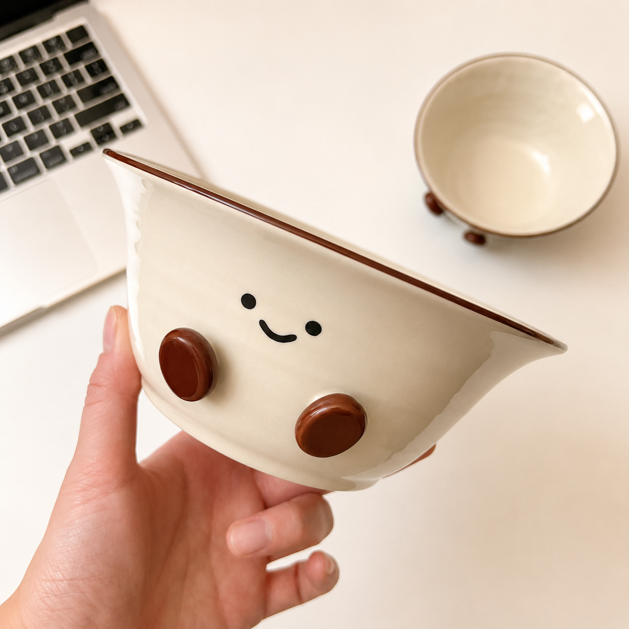 Hand-Painted Cocoa Bean Ceramic Bowls – 300ML & 600ML