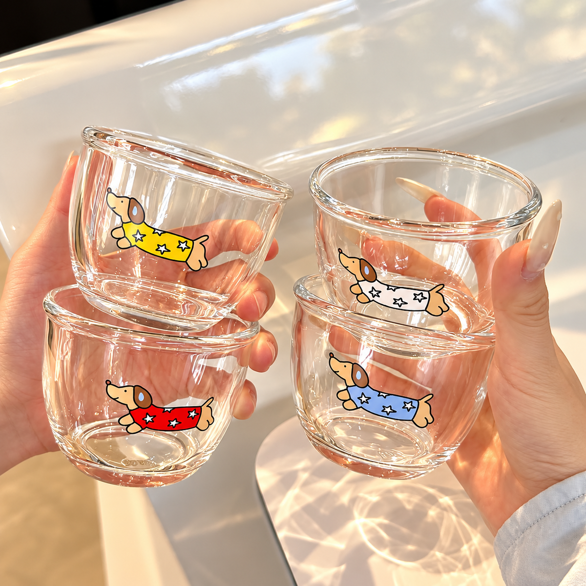 Dachshund Mini Glass Dessert Cup Gift Set – 260ML, Set of 4