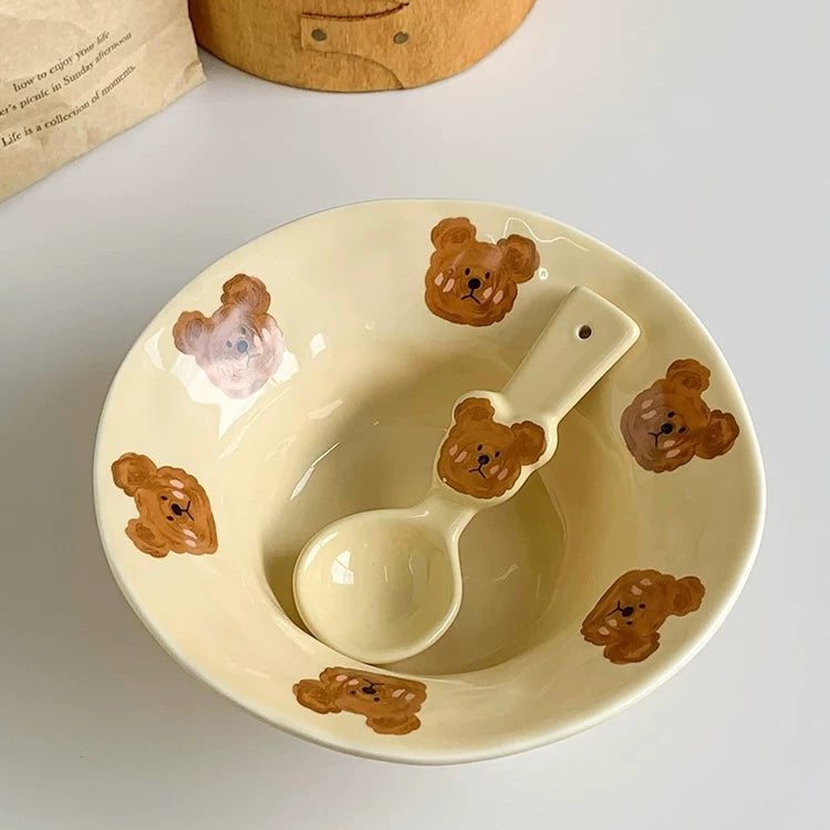 Emo Bear Flared Ceramic Bowl – 500ML Capacity