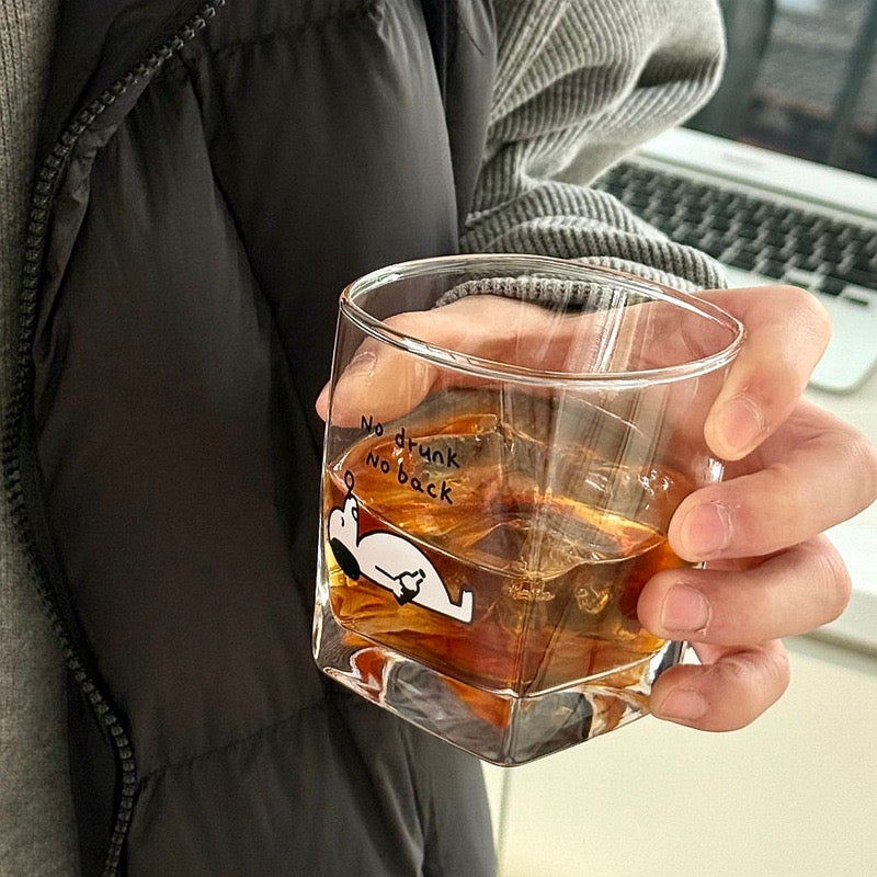Tipsy Cat & Dog Glass Whiskey Tumbler - 300ML