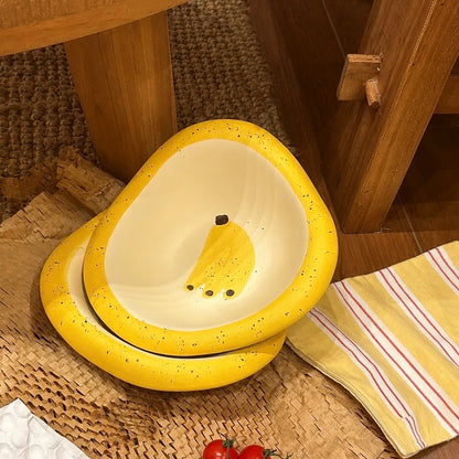 Hand-Painted Banana Ceramic Salad Bowl – 500ML