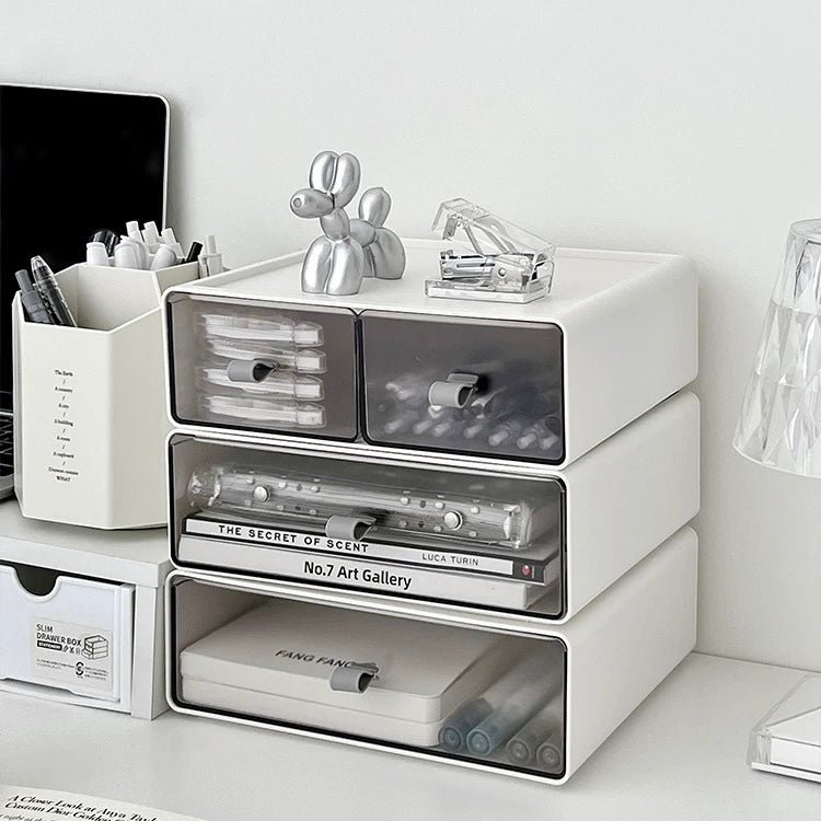 Stackable White Storage Drawers – Minimalist Organizer for Desk, Vanity, or Home Use