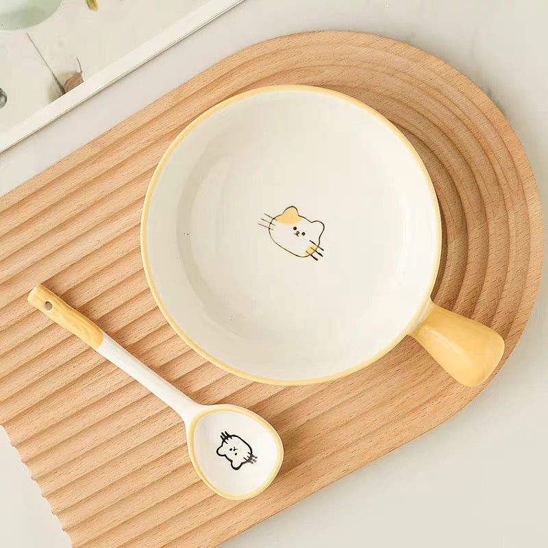 Lemon Cat Baking Dish with Ceramic Spoon