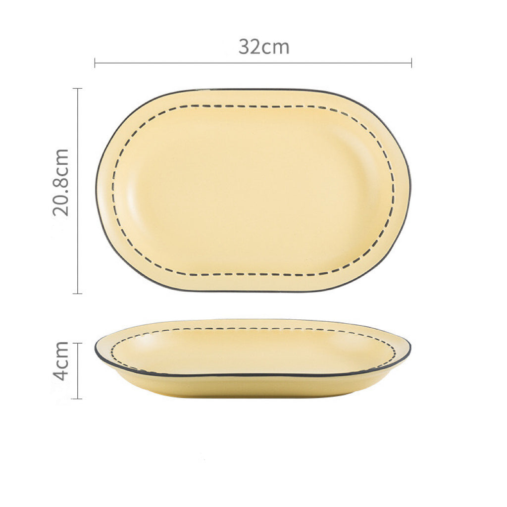 Comic Style Handcrafted Ceramic Dinnerware Set | Unique 2D Aesthetic, 4 Colors Available