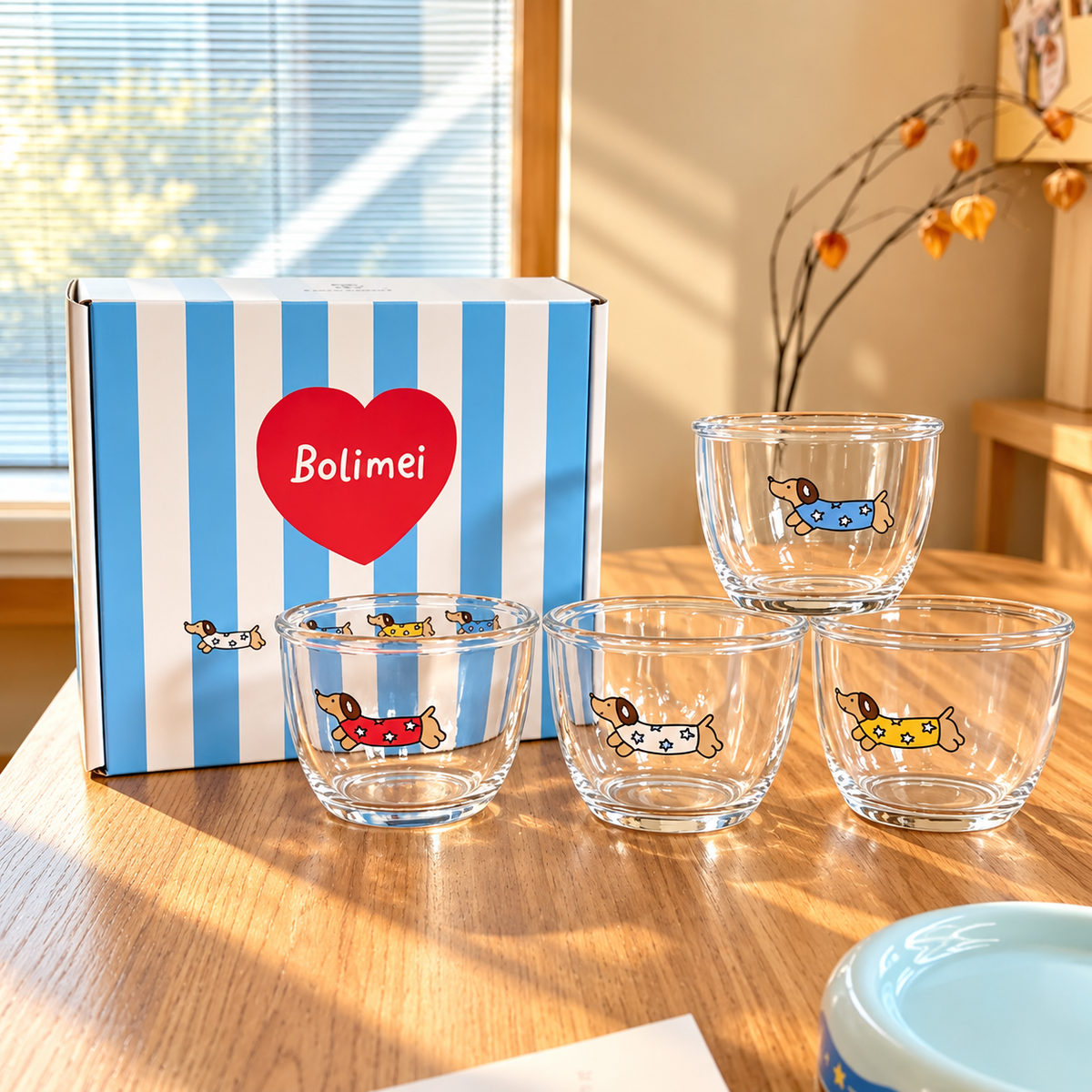 Dachshund Mini Glass Dessert Cup Gift Set – 260ML, Set of 4