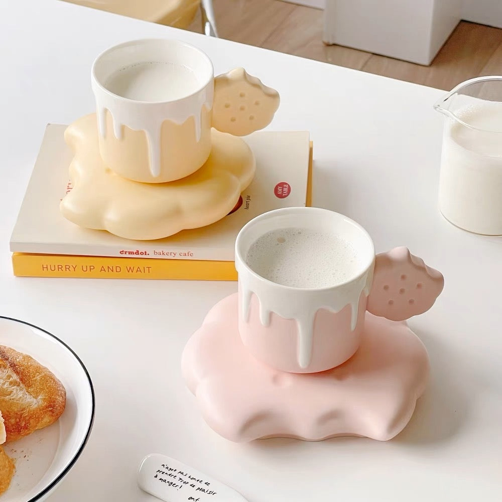 Biscuit-Shaped Coffee Ceramic Mug Set