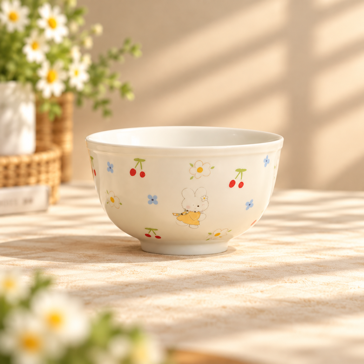 Bunny & Floral Ceramic Bowl Gift Set – 350ML, Set of 5