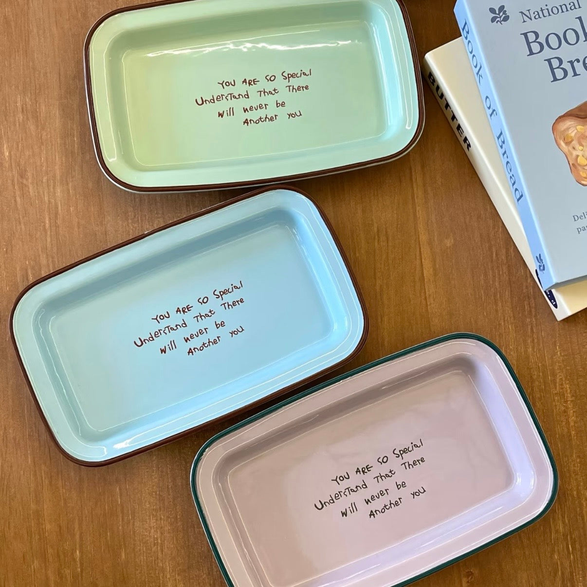 Pastel Colors Ceramic Rectangular Breakfast Plate, 10.5-Inch