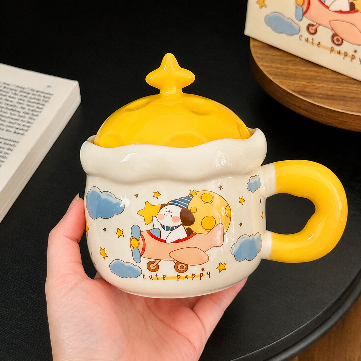 Star Traveller Kawaii Ceramic Mug with Lid – 450ML