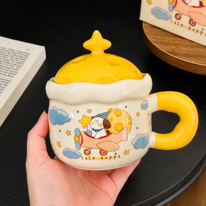 Star Traveller Kawaii Ceramic Mug with Lid – 450ML