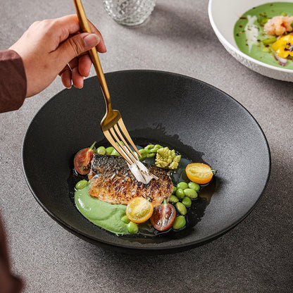 Stone Texture Matte Ceramic Dinner Plate - 2 Colors, 10-Inch