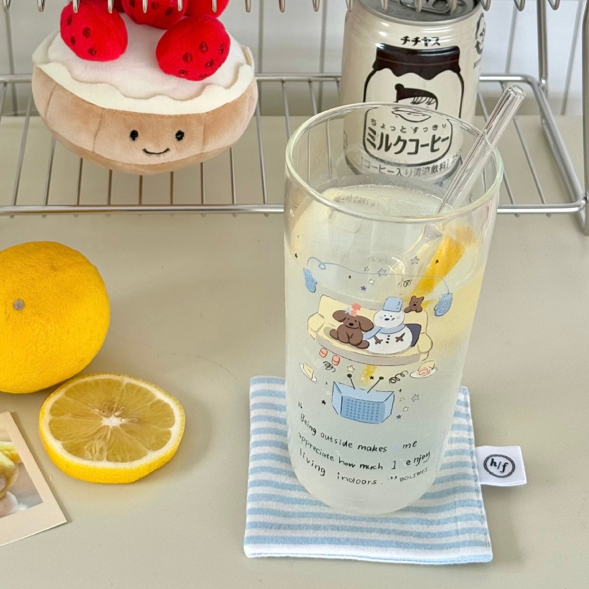 Winter Snowman Glass Cup with Straw – 400ML