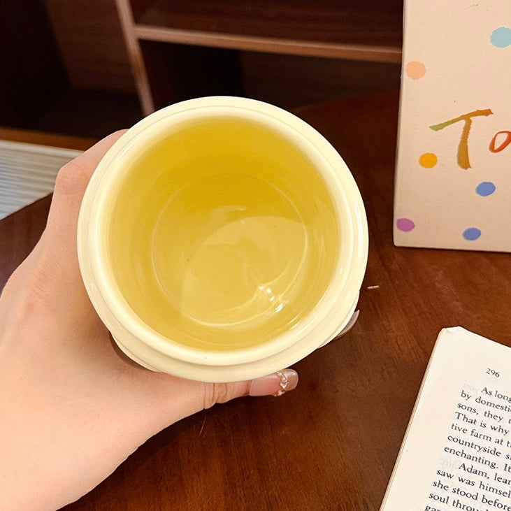 Bear & Piggy Milk Tea Ceramic Cup with Straw – 500ML