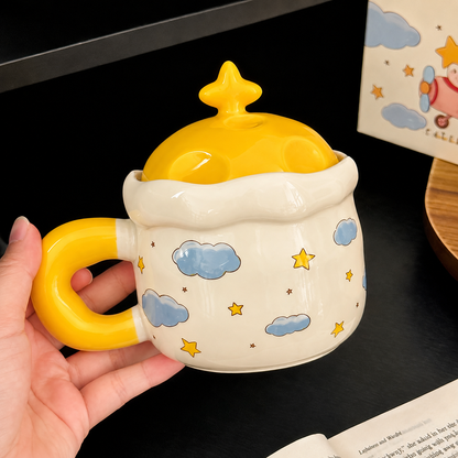 Star Traveller Kawaii Ceramic Mug with Lid – 450ML