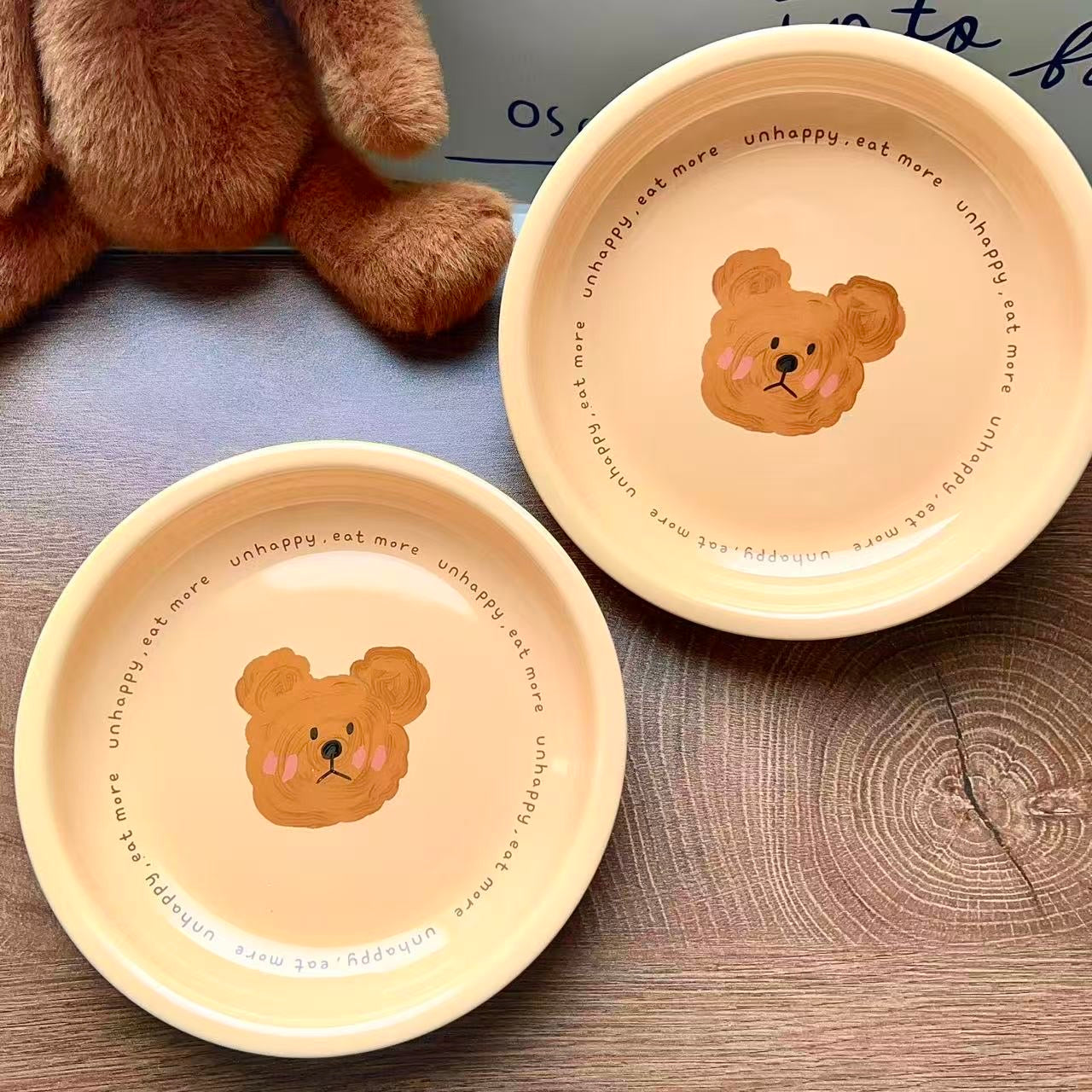 Emo Bear Ceramic Round Plate, 8-Inch