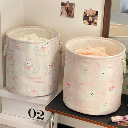 Cat & Puppy Linen Storage Basket - Foldable & Water-Resistant