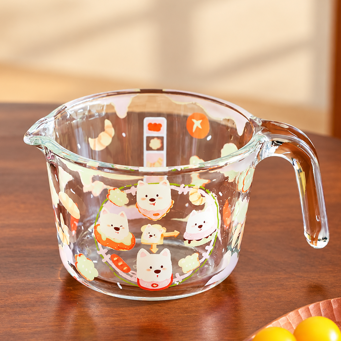 Cute Puppy Borosilicate Glass Measuring Cup – 650ML