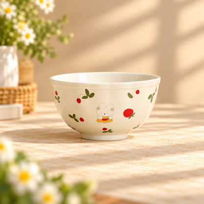 Bunny & Floral Ceramic Bowl Gift Set – 350ML, Set of 5