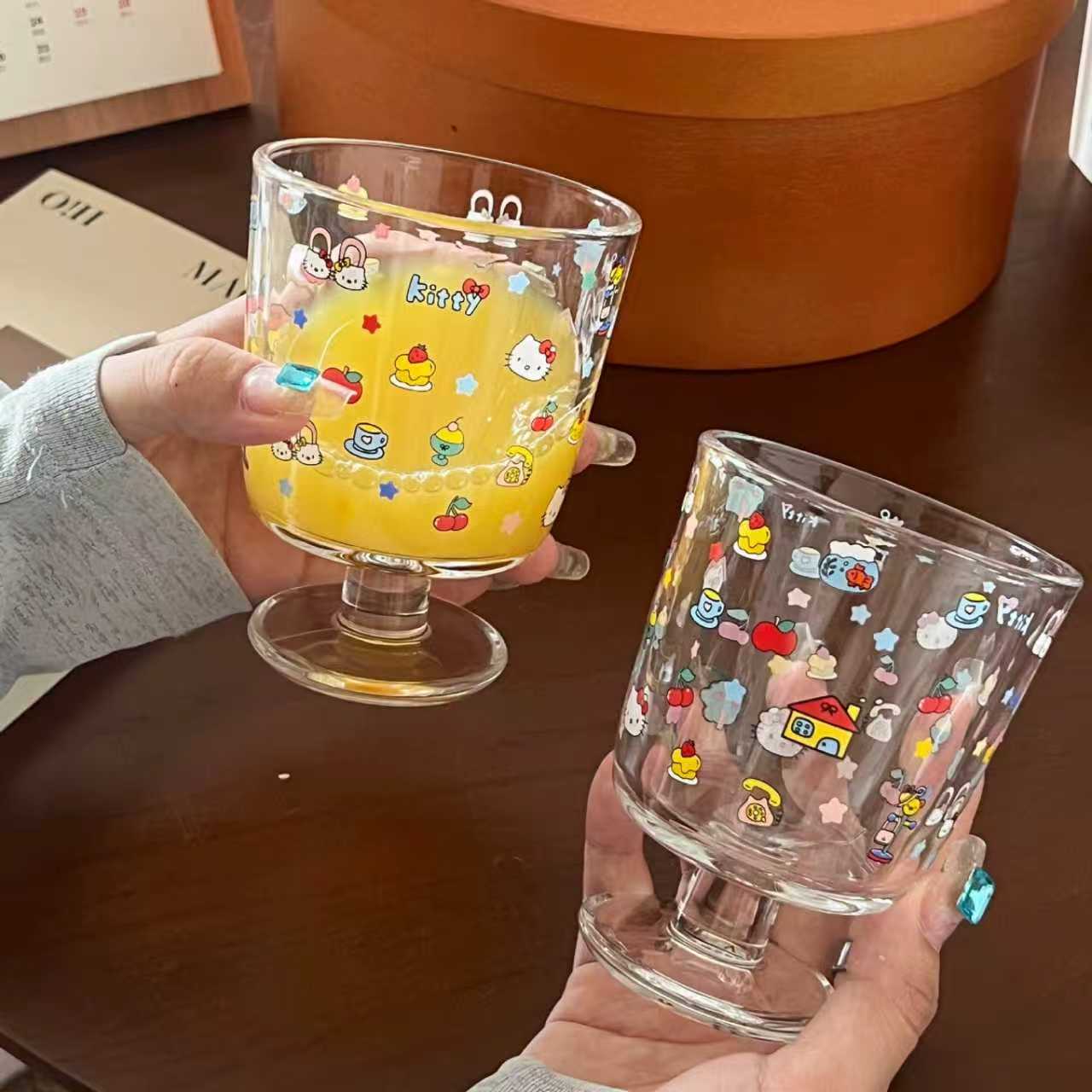 Cute Kitty Footed Glass Cup - 300ML